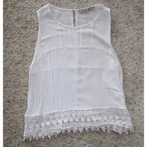 White Crochet Edged Blouse